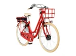 FISCHER E-Bike Pedelec City Cita Retro 2.0, Rahmenhöhe 48 cm, 28 Zoll, Akku 418 Wh, Vorderradmotor, tiefer Einstieg, Nabenschaltung, LED Display, rot